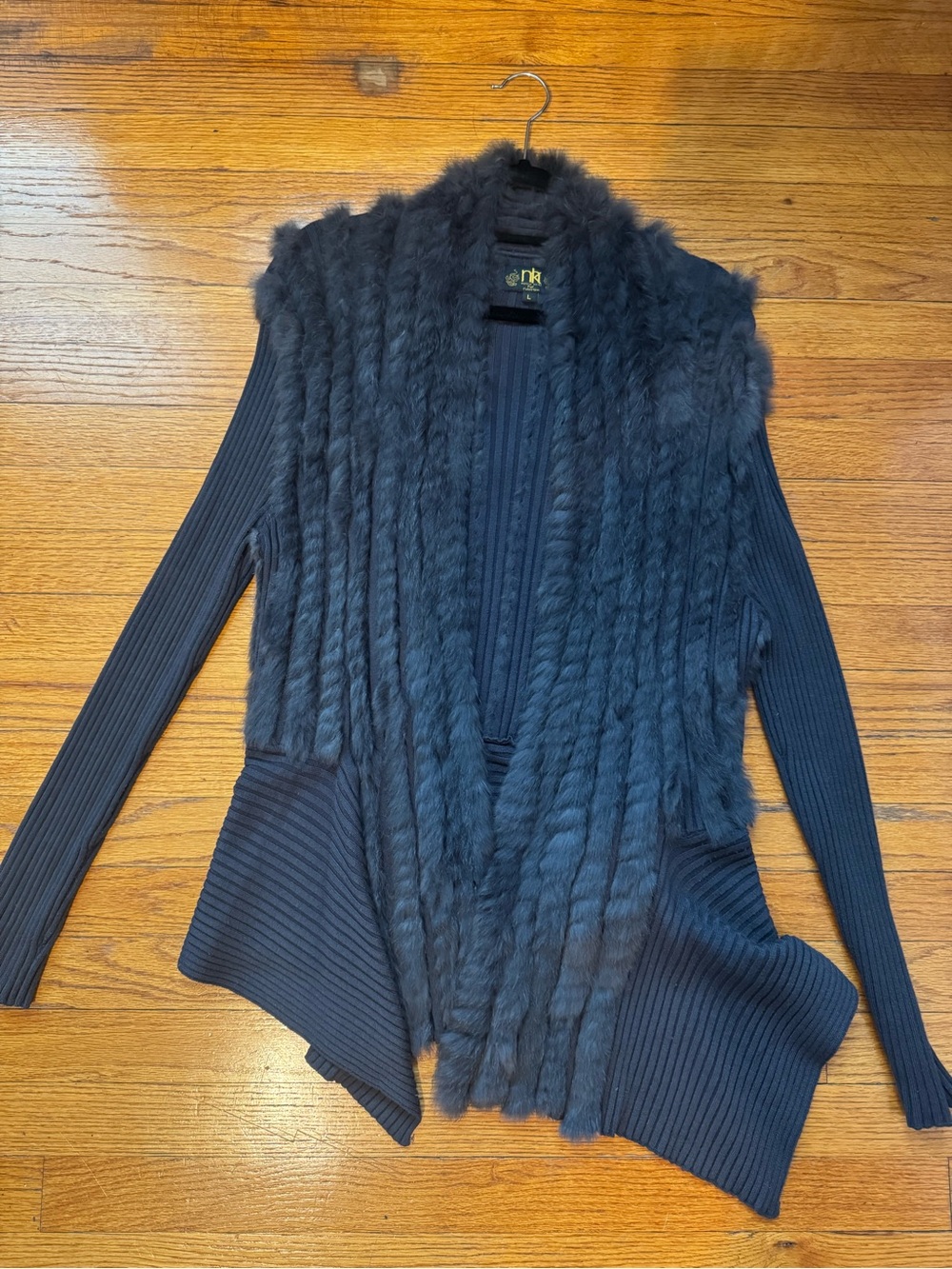 Black Faux Fur Open-Front Women's Sweater Cardigan